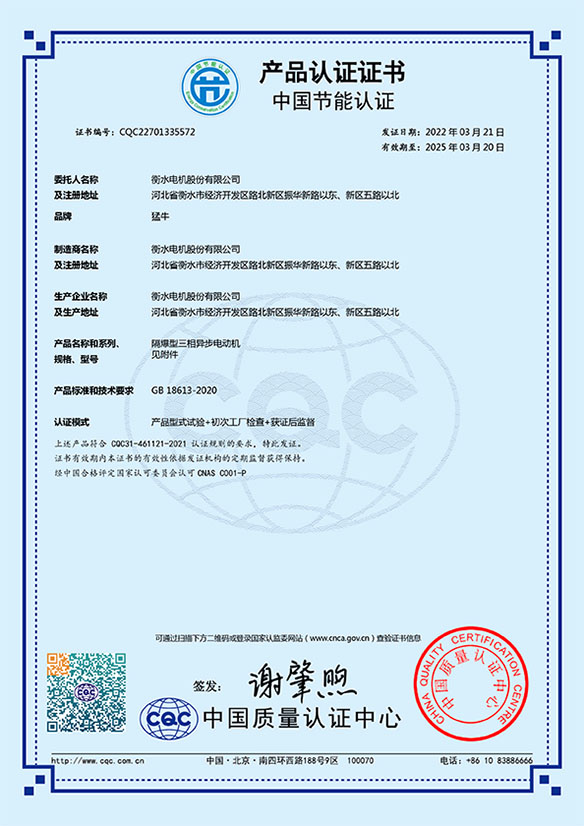 YBX5節(jié)能認(rèn)證證書(shū)